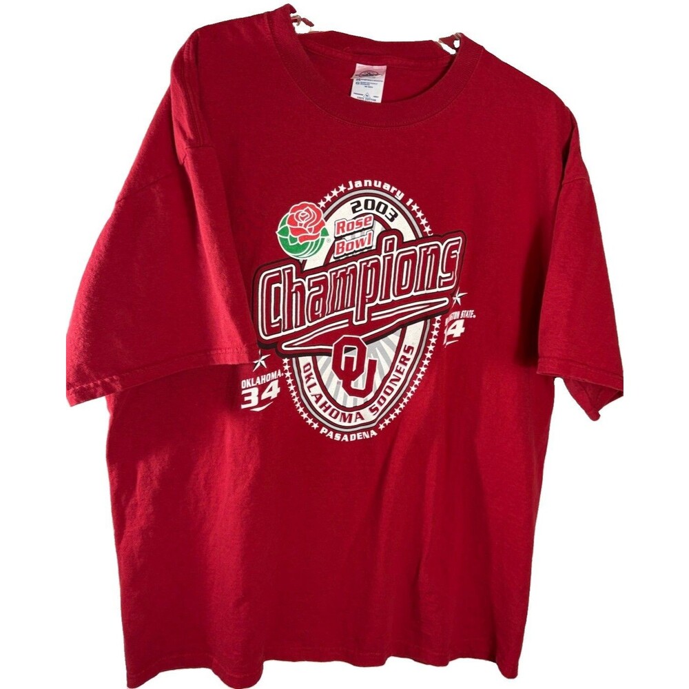 2003 Rose Bowl Champions Oklahoma Sooners OU T Shirt XL Delta Magnum Weight